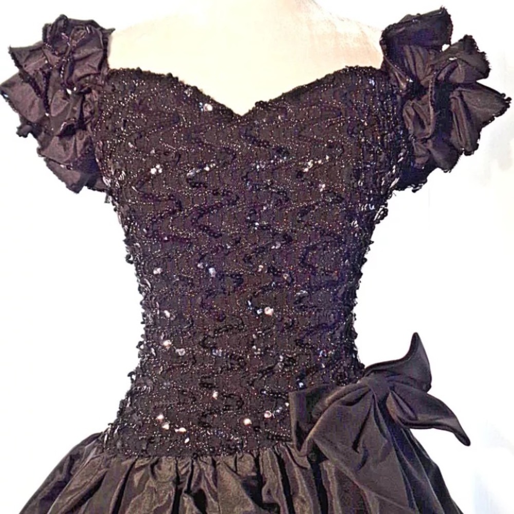 Vintage 80s formal black party dress Betsy & Adam